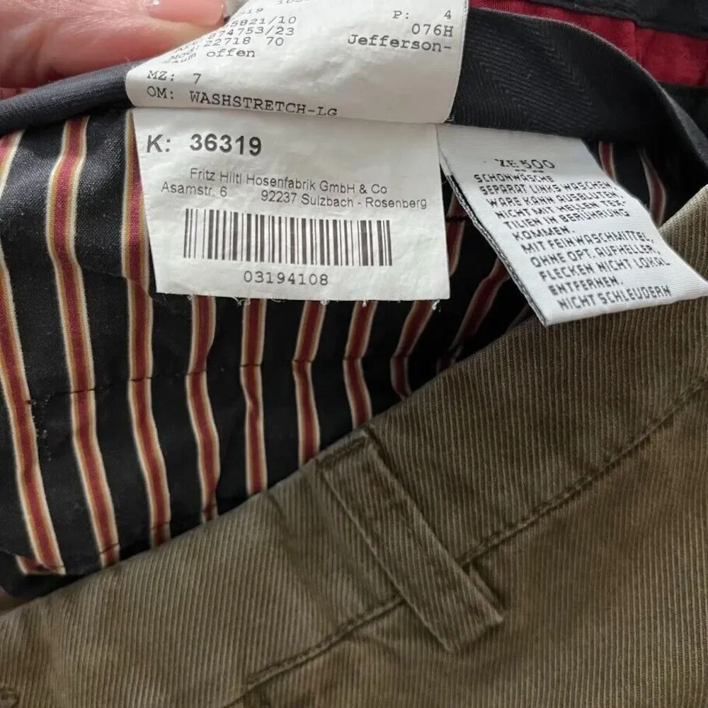 Hiltl ZE500 Ultimate Trouser Men's 38 Olive Khaki‎ Soft Cotton Stretch
